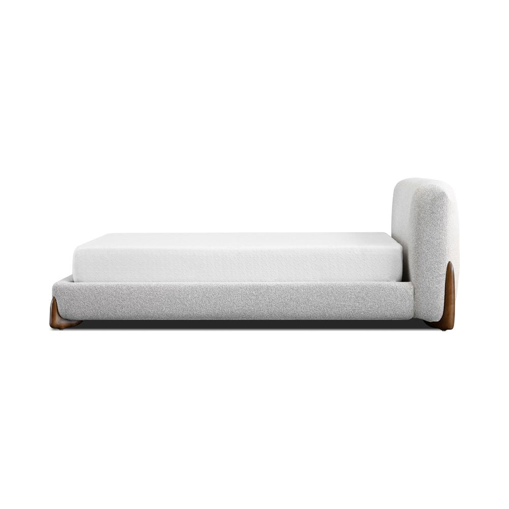 Beds Mesa Upholstered Bed Queen Oat Tweed Fabric / Walnut Legs