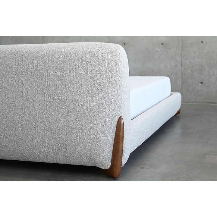 Mesa Upholstered Bed Queen Oat Tweed Fabric / Walnut Legs