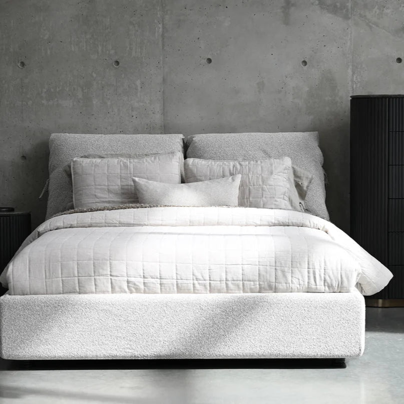 Plume Bed Upholstered Oat Tweed