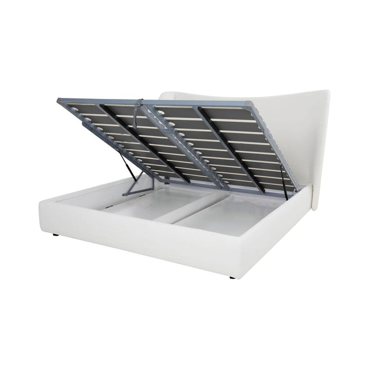 Beds Rowe Storage Bed Queen White Linen Fabric
