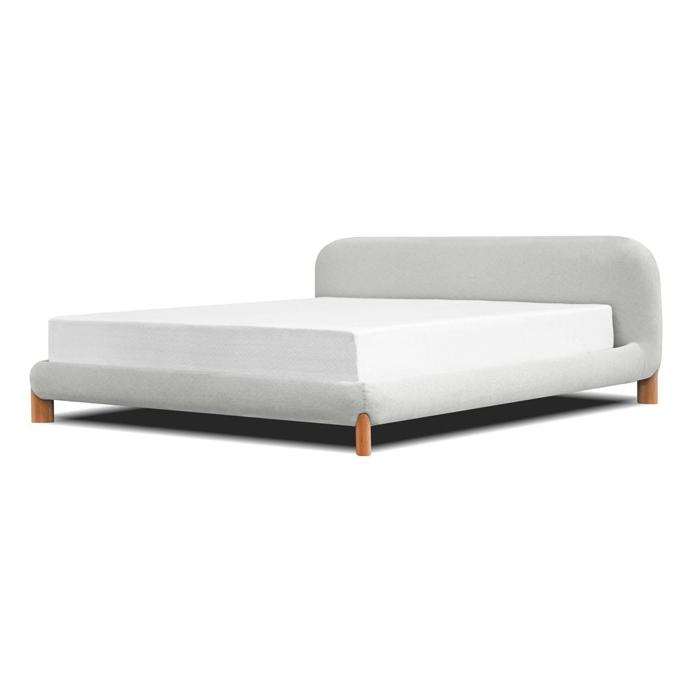 Beds Rubble Upholstered Bed King Cream Latte Fabric / White Oak Legs