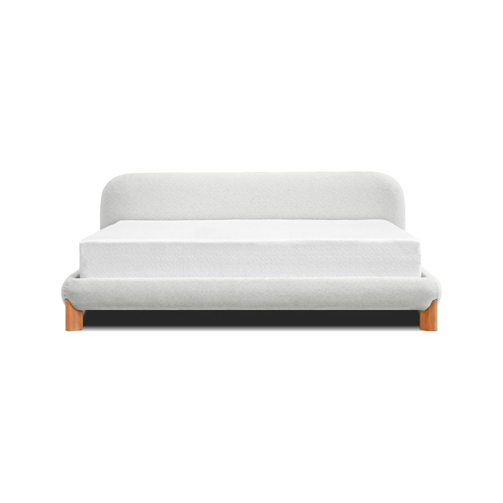 Beds Rubble Upholstered Bed King Cream Latte Fabric / White Oak Legs