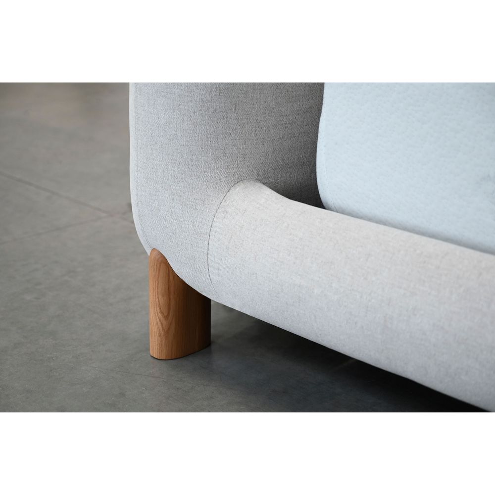 Rubble Upholstered Bed King Cream Latte Fabric / White Oak Legs