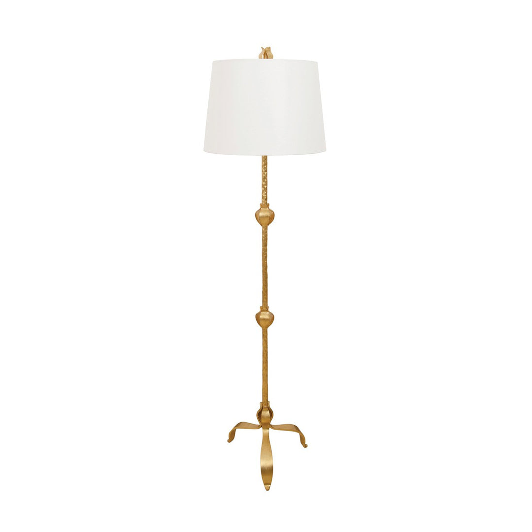 Belinda - Three Leg Iron Floor Lamp With Leaf Detail In Gold Leaf