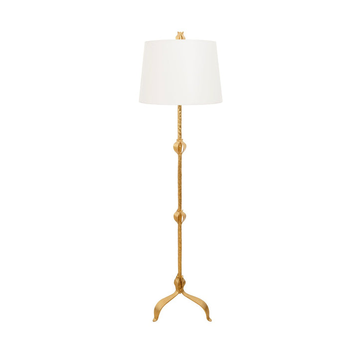 Belinda - Three Leg Iron Floor Lamp With Leaf Detail In Gold Leaf