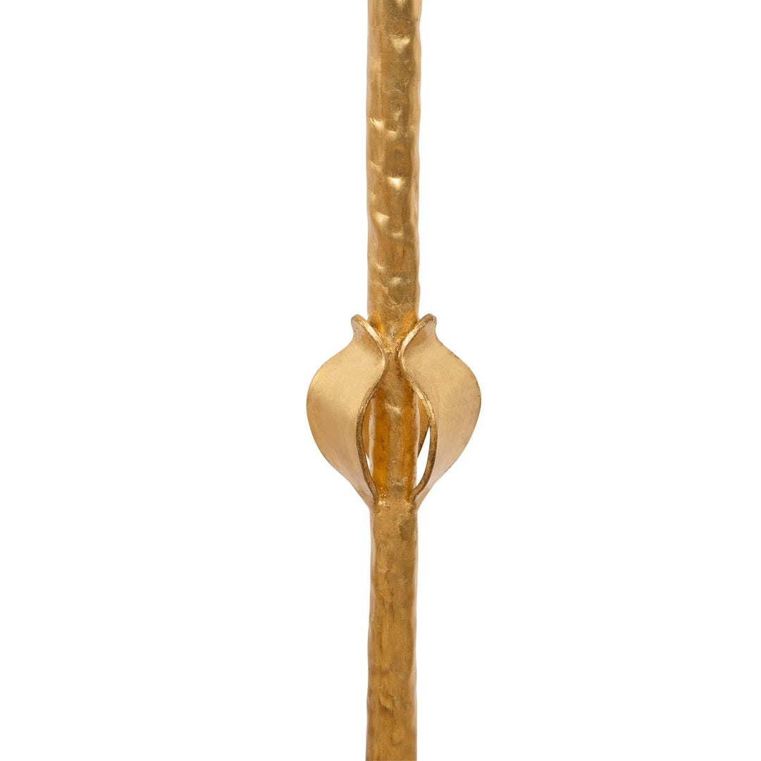 Belinda - Three Leg Iron Floor Lamp With Leaf Detail In Gold Leaf