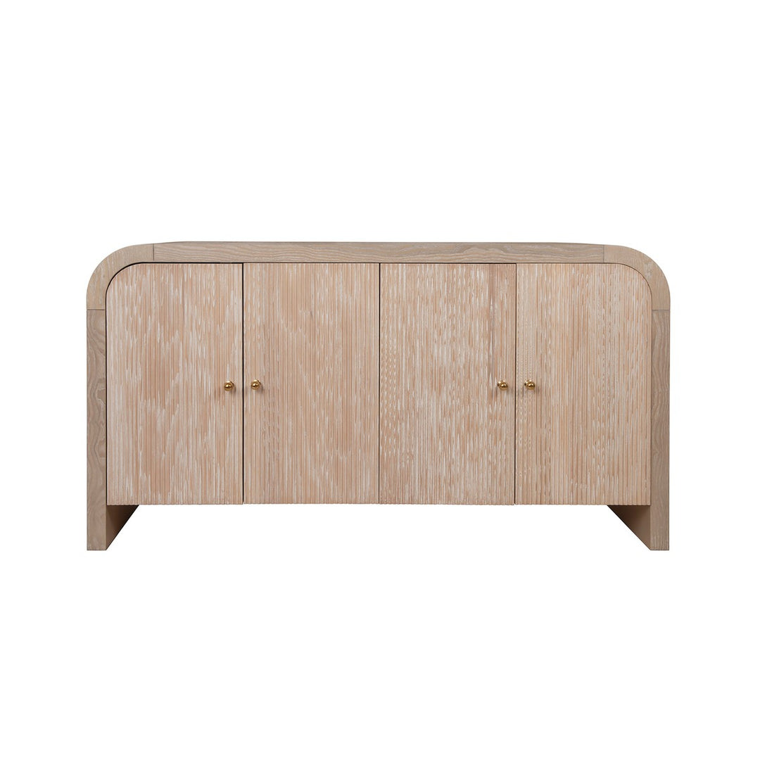 Belmont - Waterfall Edge Buffet With Fluted Door Front In Light Cerused Oak