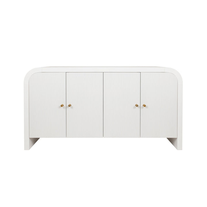 Belmont - Waterfall Edge Buffet With Fluted Door Front In White Lacquer