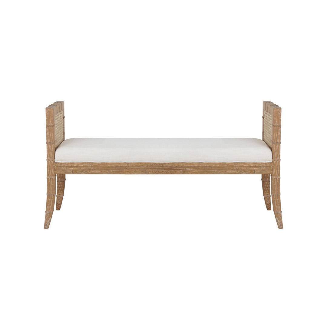 Benedict - Square Edge Bamboo Detail Bench With Cane Sides In Cerused Oak