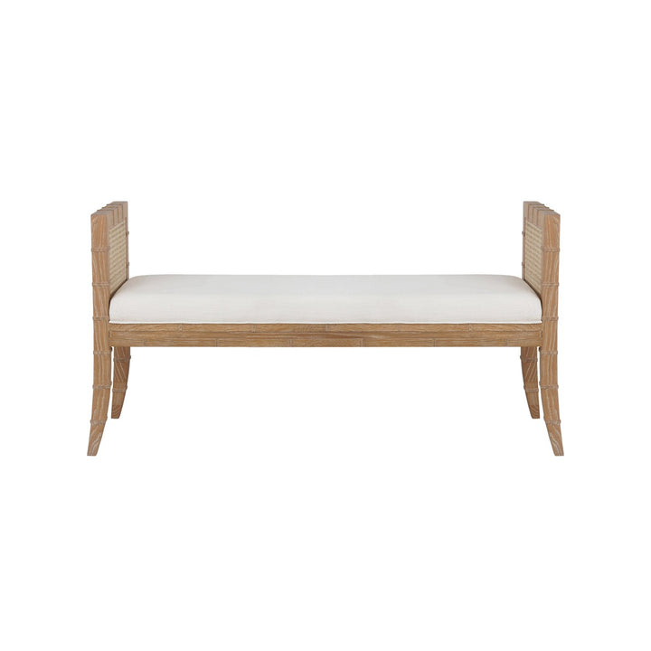 Benedict - Square Edge Bamboo Detail Bench With Cane Sides In Cerused Oak