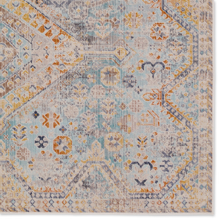 Vibe by Jaipur Living Marquess Indoor/Outdoor Medallion Blue/ Orange Area Rug (8'X10')