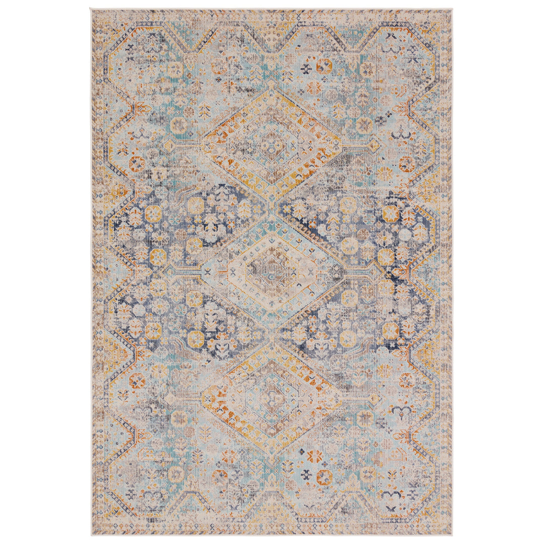 Vibe by Jaipur Living Marquess Indoor/Outdoor Medallion Blue/ Orange Area Rug (9'X12')