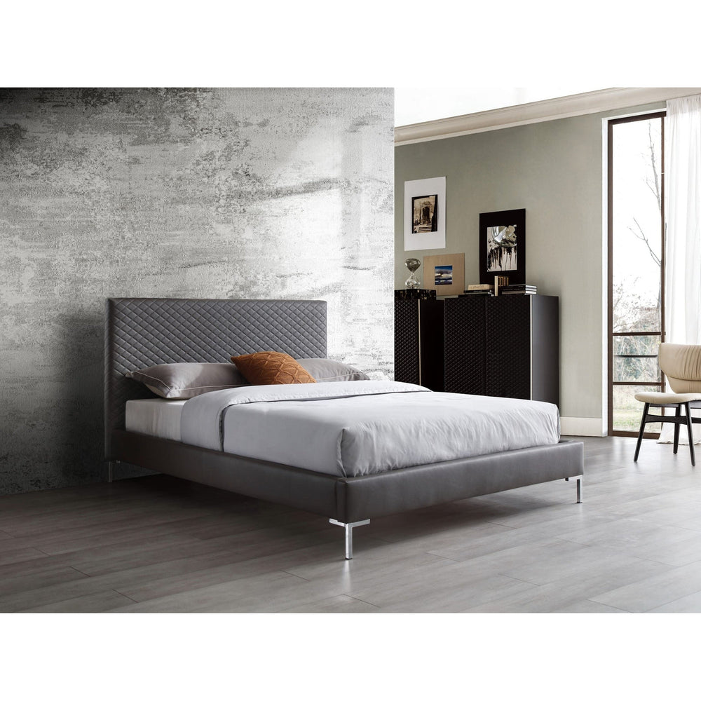 Liz Queen Bed-Whiteline Modern Living-WHITELINE-BQ1689P-DGRY-BedsQueen-Grey-1-France and Son