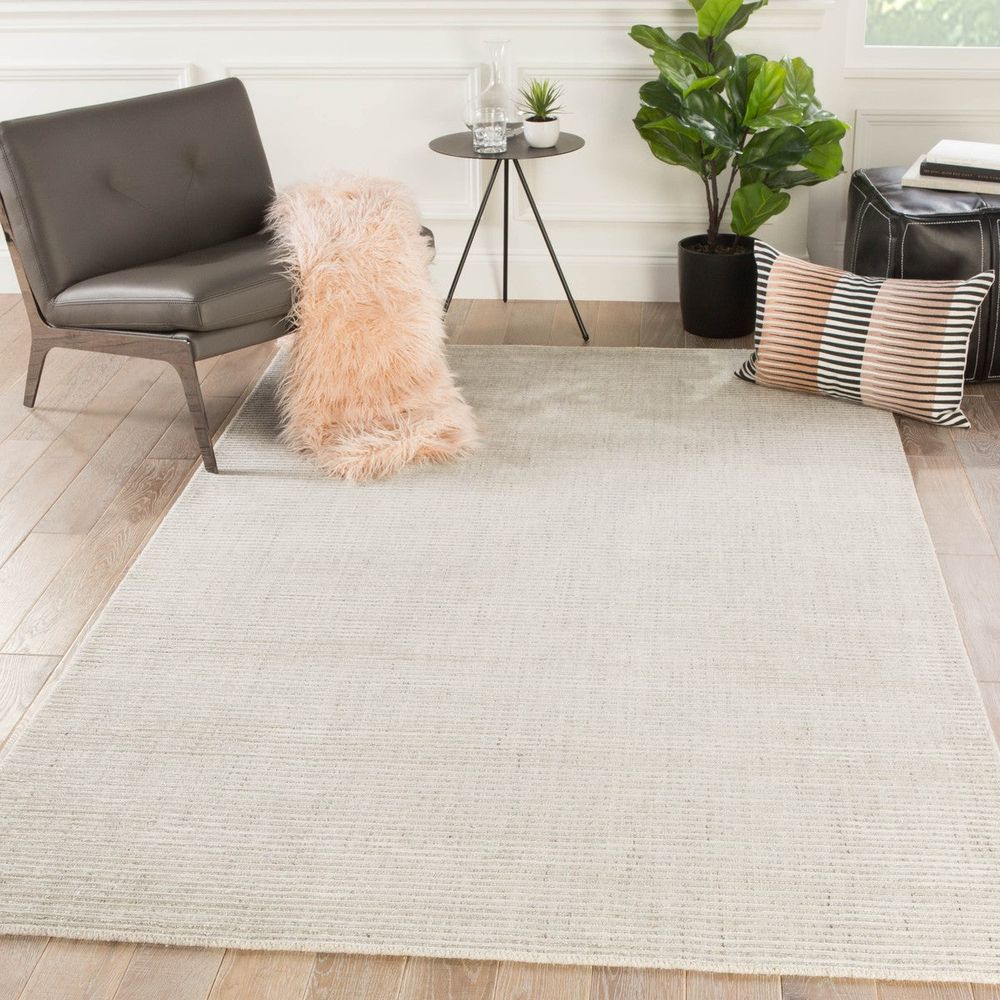 Maxwell Handmade Solid Ivory/ Gray Area Rug (12'X15')