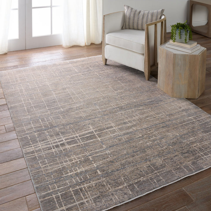 Jaipur Living Pinon Striped Silver/ Taupe Area Rug (9'X12')