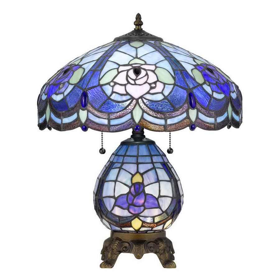 60W X 2 Tiffany Table Lamp With 7W Night Light-Cal Lighting-CAL-BO-2799TB-Table Lamps-1-France and Son