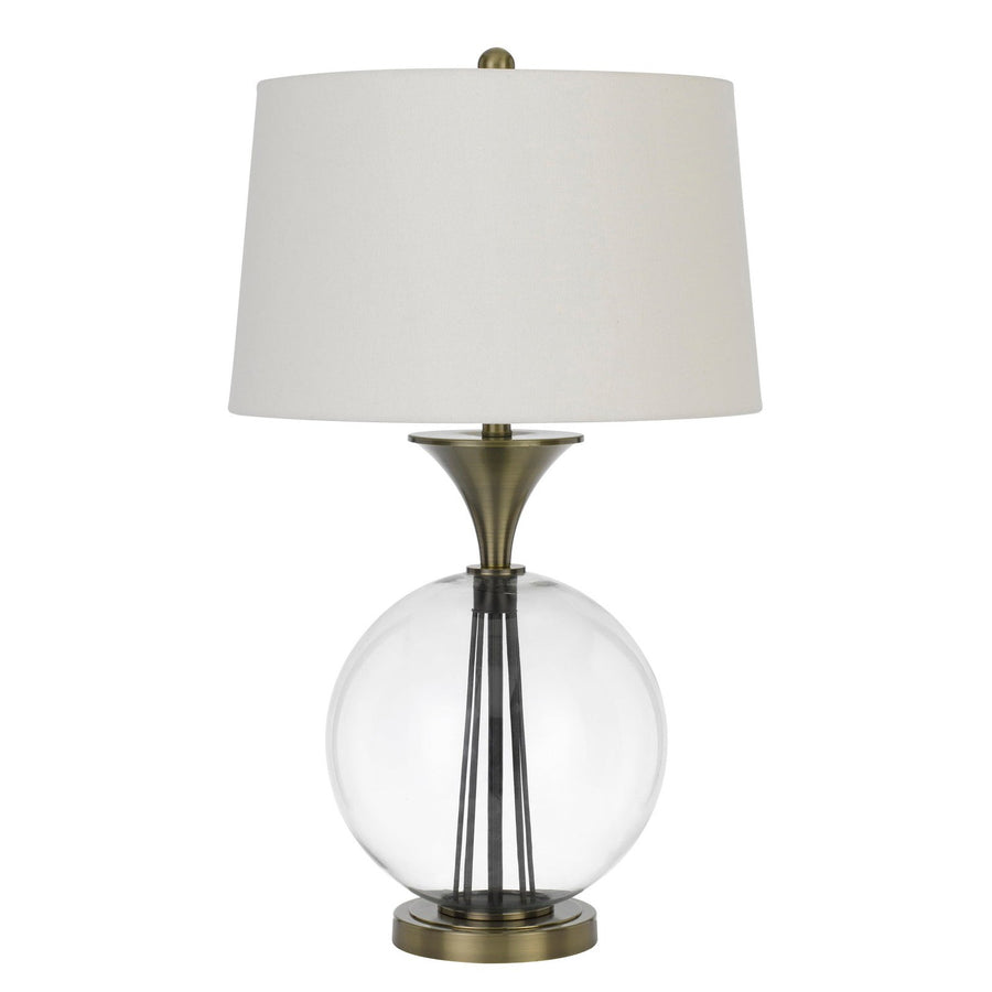 150W 3 way Moxee glass/metal table lamp with hardback taper drum fabric shade-Cal Lighting-CAL-BO-2990TB-Table Lamps-1-France and Son