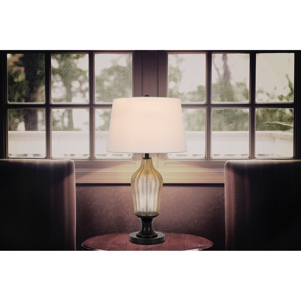 150W 3 way fluted column glass table lamp with metal base-Cal Lighting-CAL-BO-3046TB-Table Lamps-2-France and Son