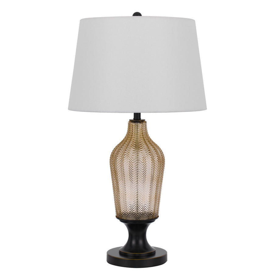 150W 3 way fluted column glass table lamp with metal base-Cal Lighting-CAL-BO-3046TB-Table Lamps-1-France and Son