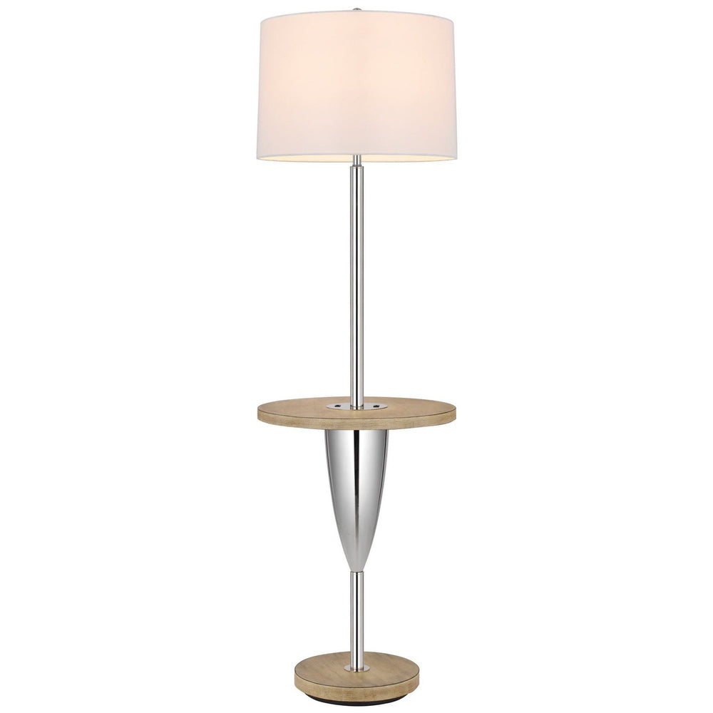 150W 3 way Lockport metal floor lamp with rubber wood tray table and base and 1 USB and 1 TYPE C USB charging port-Cal Lighting-CAL-BO-3054TFL-Table Lamps-2-France and Son