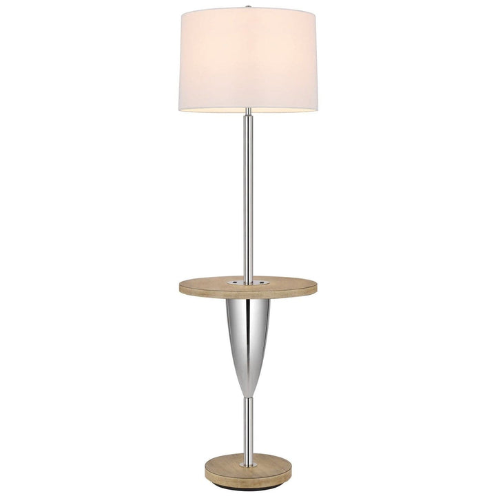 150W 3 way Lockport metal floor lamp with rubber wood tray table and base and 1 USB and 1 TYPE C USB charging port-Cal Lighting-CAL-BO-3054TFL-Table Lamps-2-France and Son