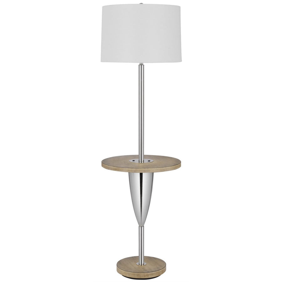 150W 3 way Lockport metal floor lamp with rubber wood tray table and base and 1 USB and 1 TYPE C USB charging port-Cal Lighting-CAL-BO-3054TFL-Table Lamps-1-France and Son