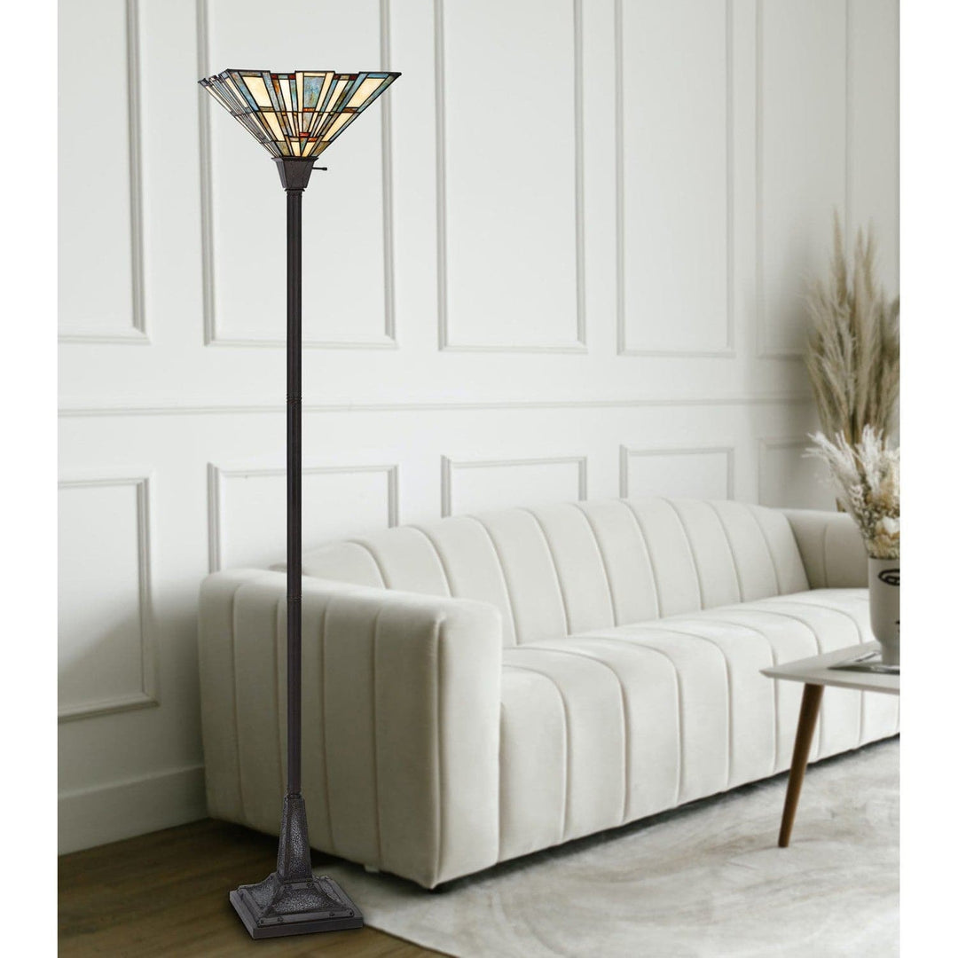 150W 3 way metal/resin Tiffany torchiere-Cal Lighting-CAL-BO-3100TR-Floor Lamps-4-France and Son