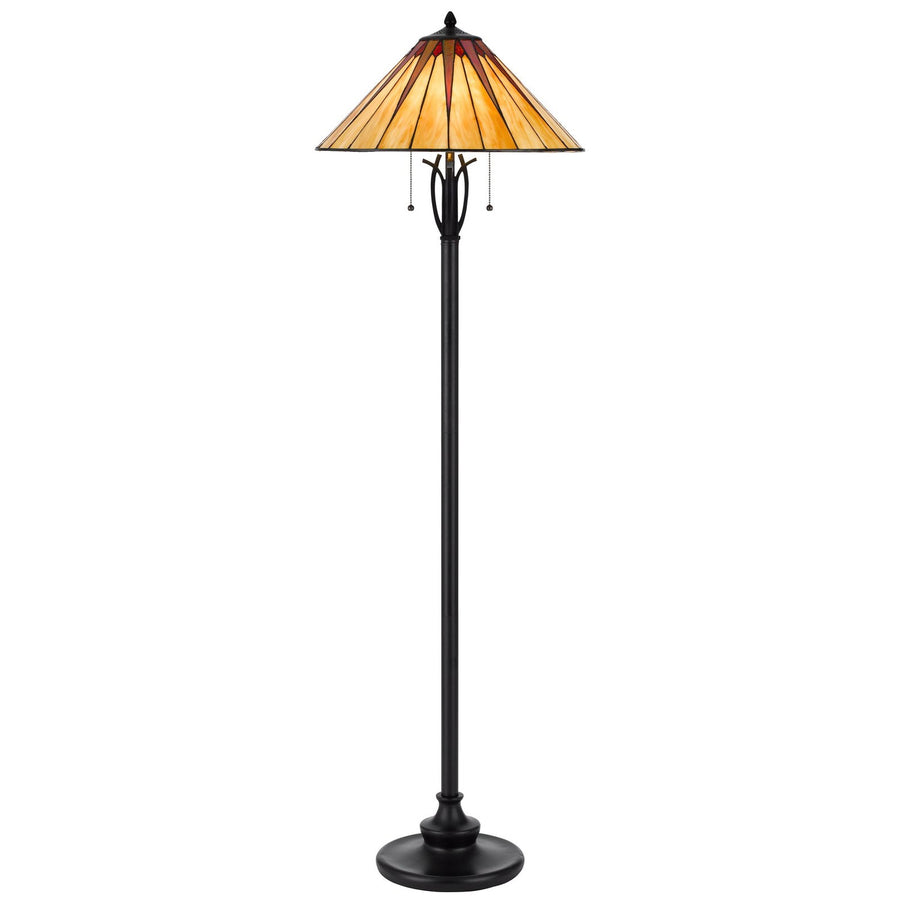 60W x 2 metal/resin Tiffany floor lamp with pull chain switches-Cal Lighting-CAL-BO-3105FL-Floor Lamps-1-France and Son