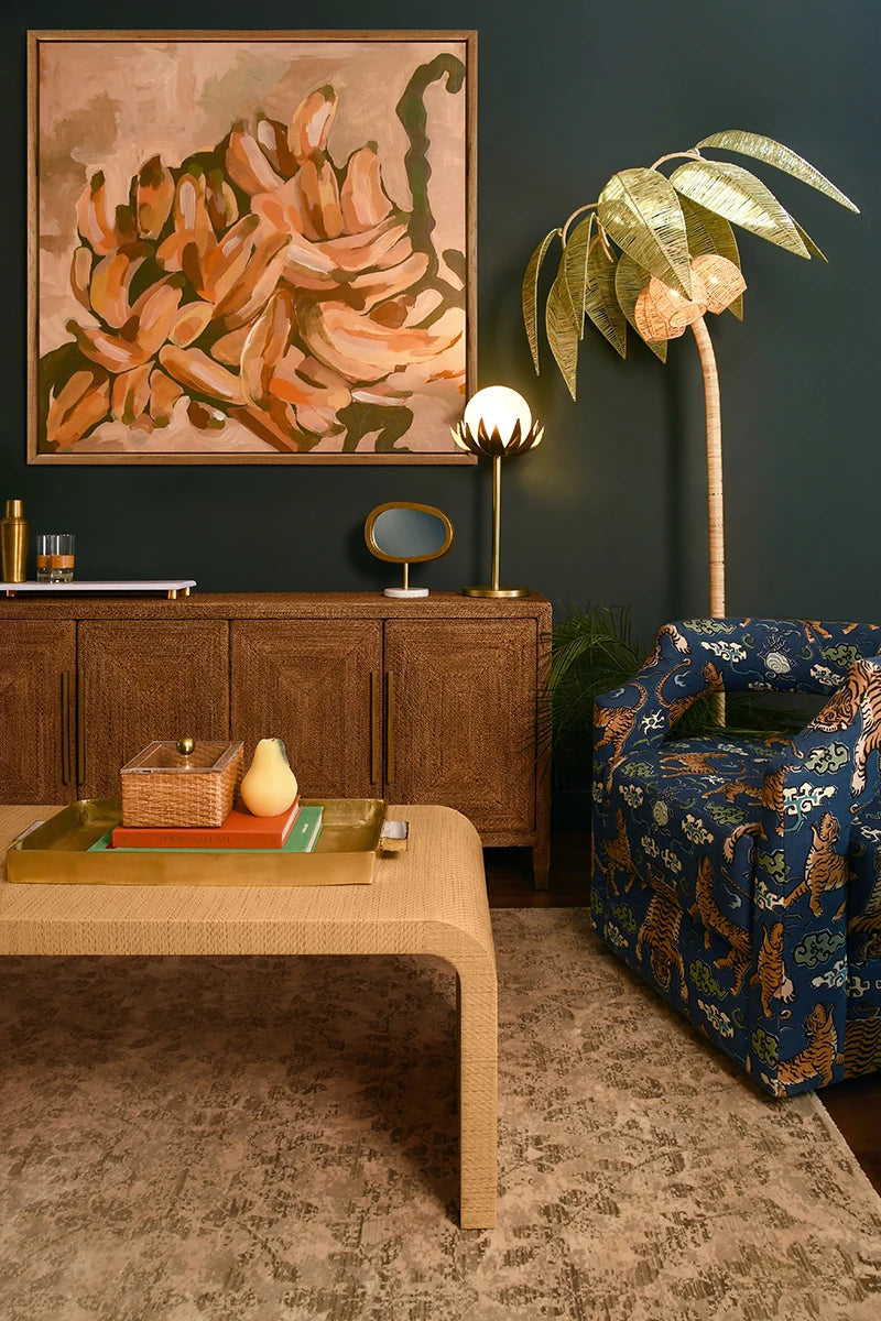 Moxie Glass Globe Palm Leaf Uplight Table Lamp