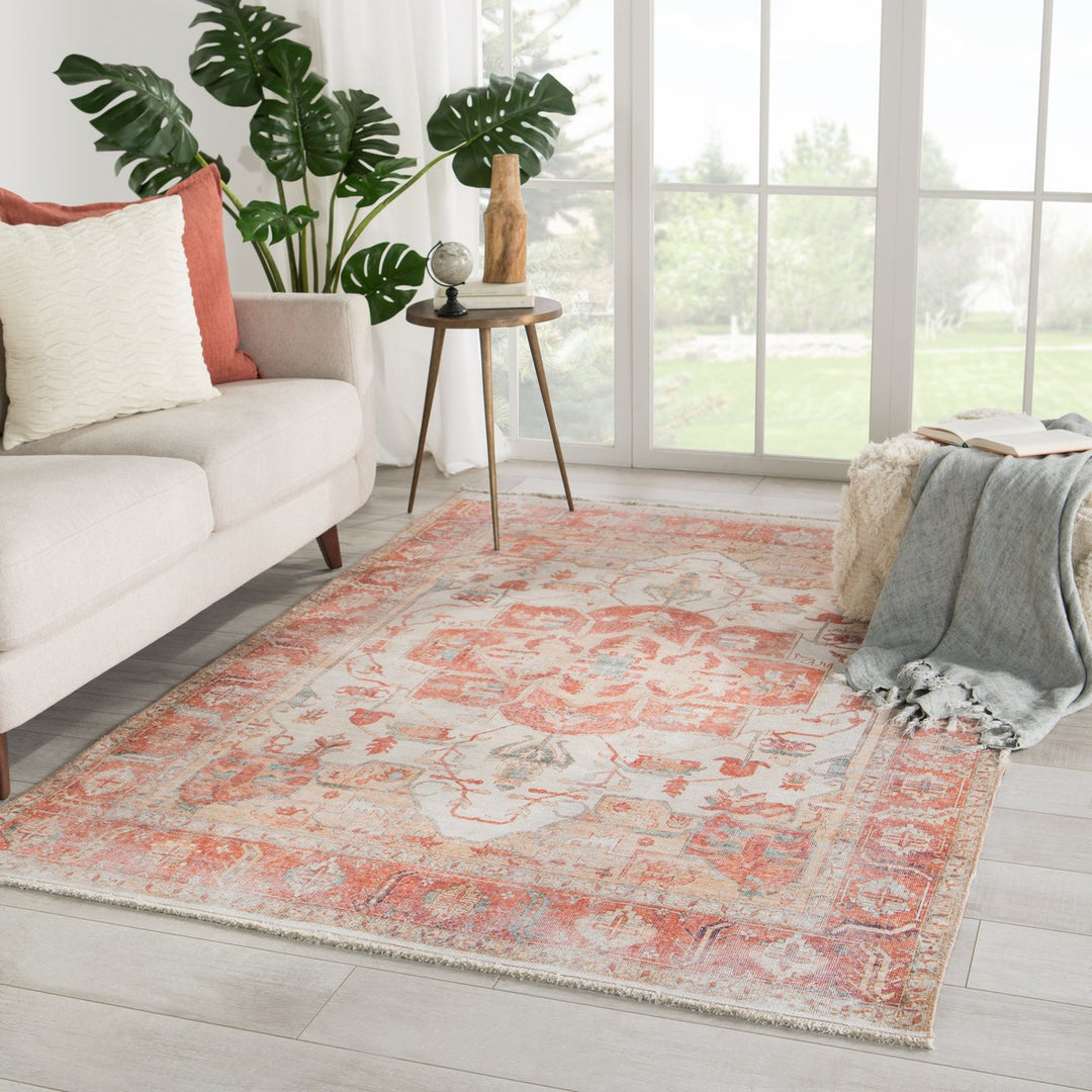 Jaipur Living Rhoda Medallion Orange/ Ivory Area Rug (4'X6')