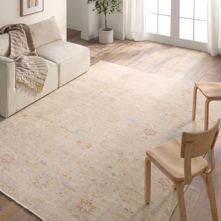 Jaipur Living Aaina Floral Cream/Blue Area Rug (4'X6')