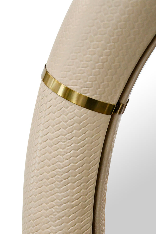 Bowie Arched Faux Ivory Leather Mirror