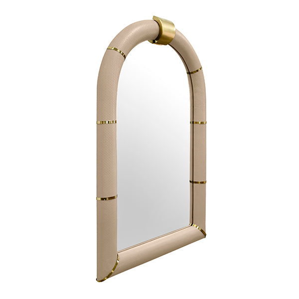 Bowie Arched Faux Ivory Leather Mirror