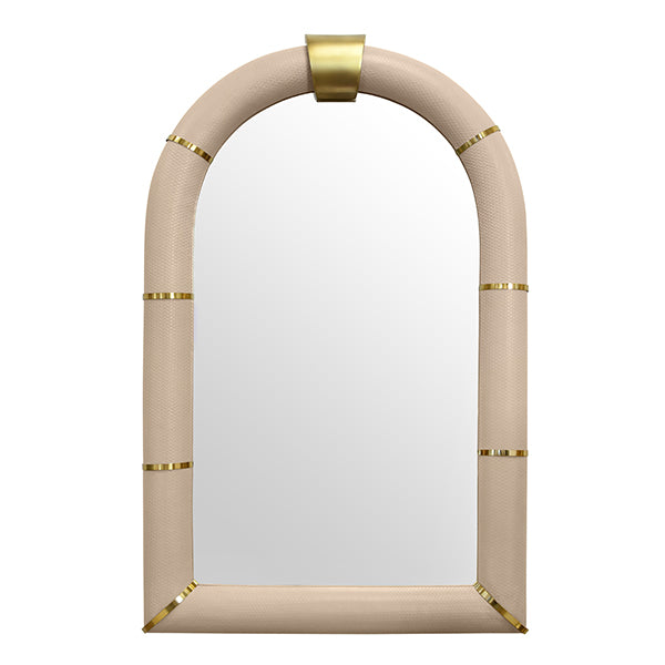 Bowie Arched Faux Ivory Leather Mirror