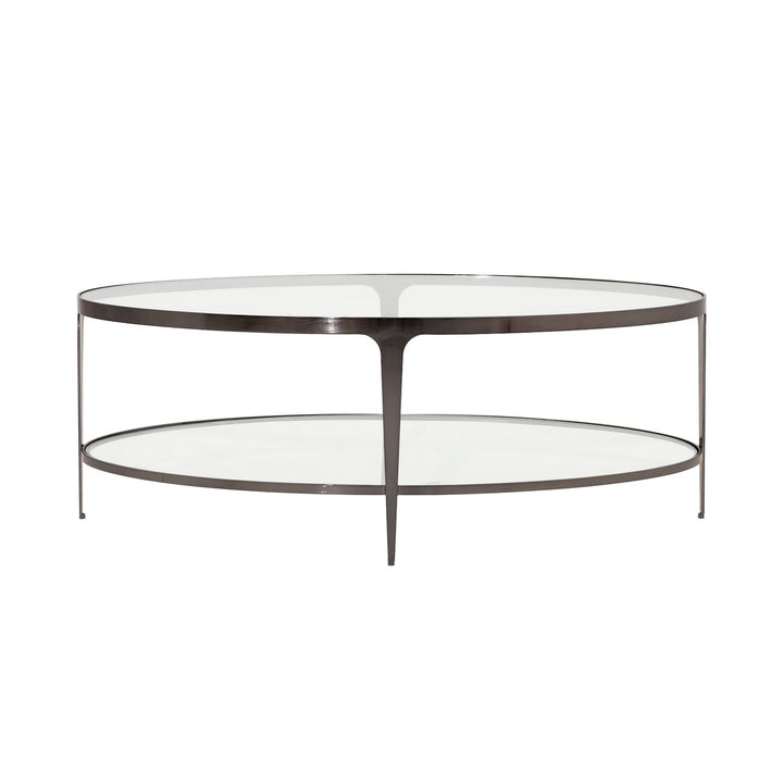 Brando - Two Tier Glass Top Oval Coffee Table In Gunmetal