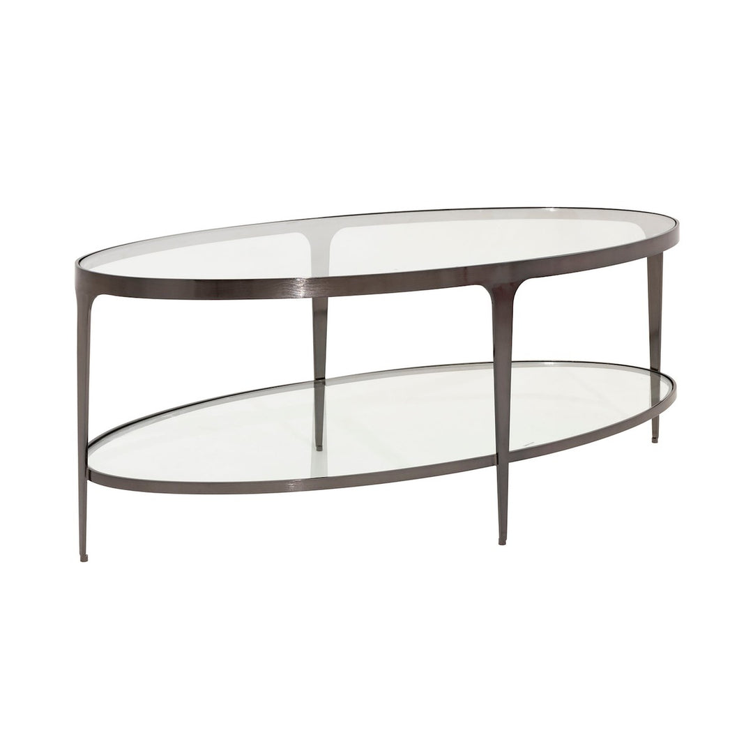 Brando - Two Tier Glass Top Oval Coffee Table In Gunmetal