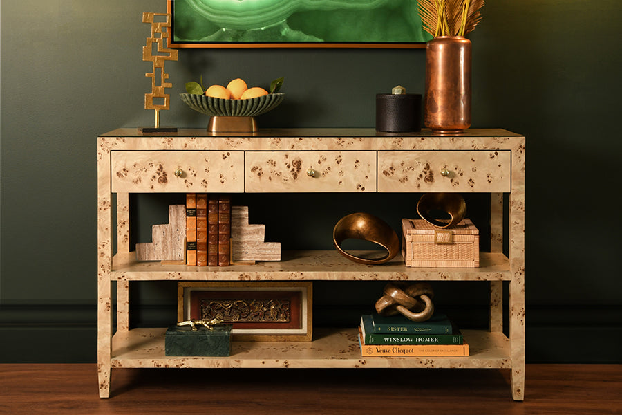 Briar Three Drawer Console With Two Open Shelves