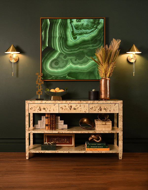 Briar Three Drawer Console With Two Open Shelves