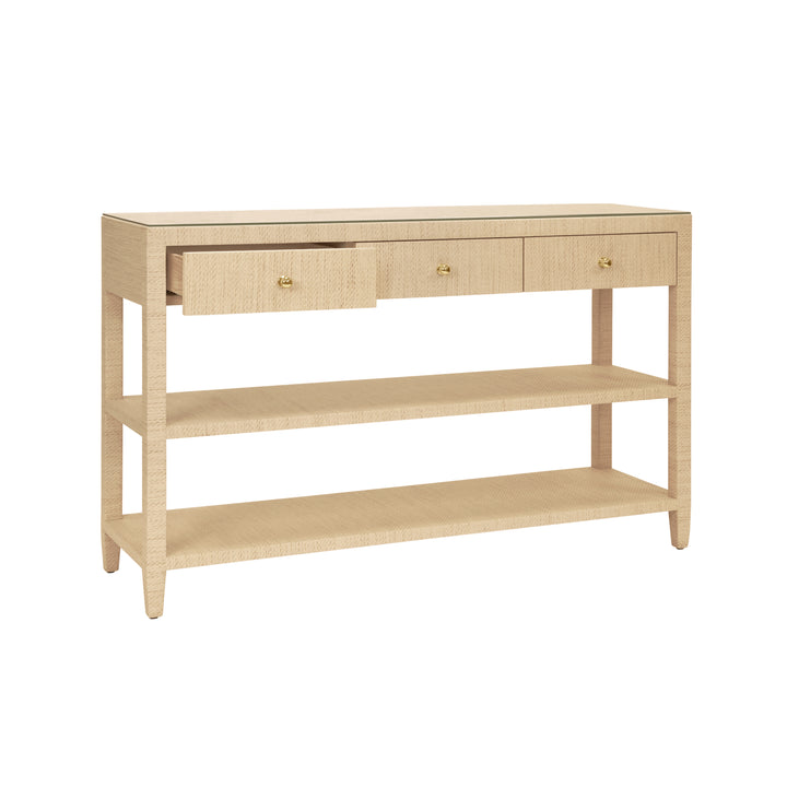 Briar Three Drawer Console With Two Open Shelves