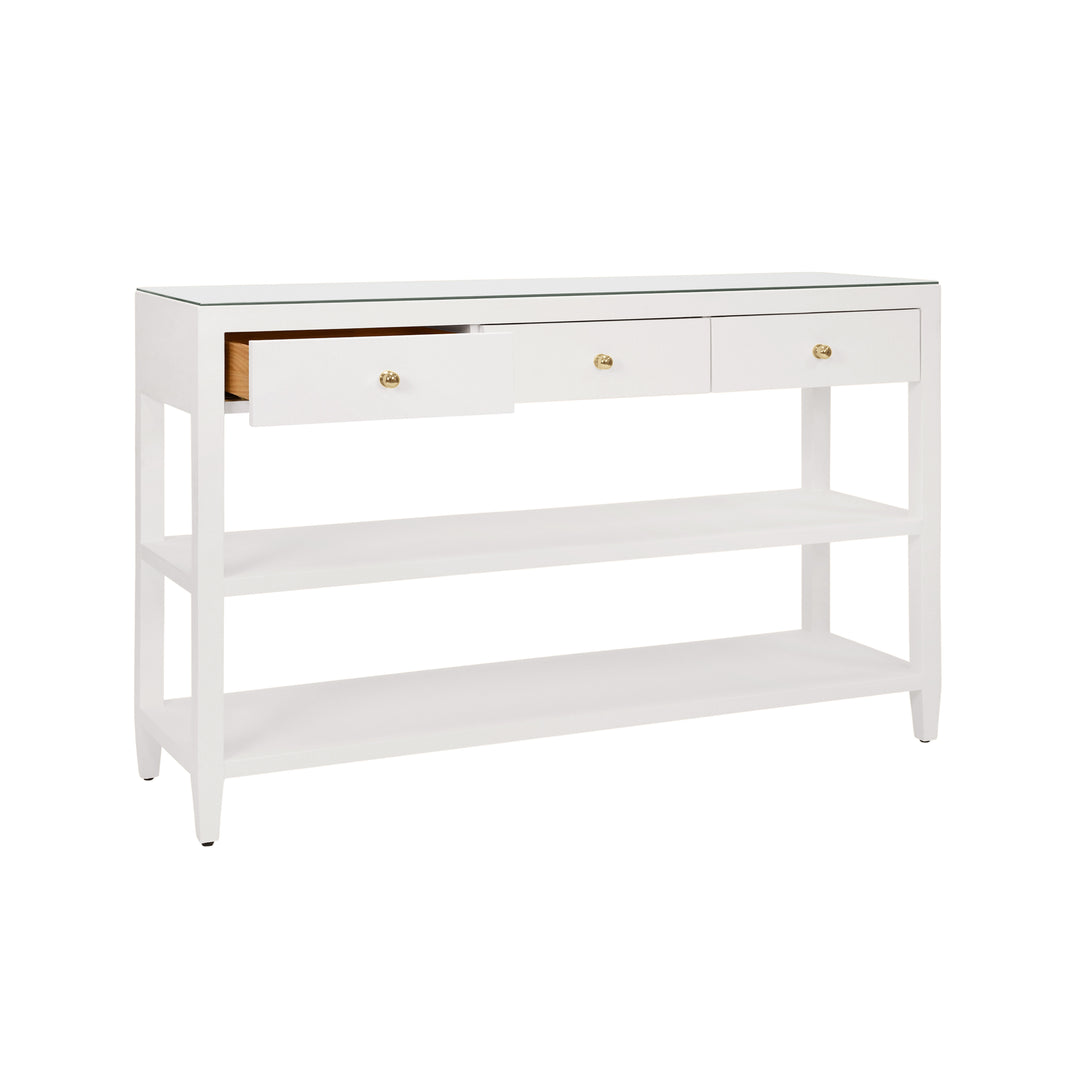 Briar Three Drawer Console With Two Open Shelves