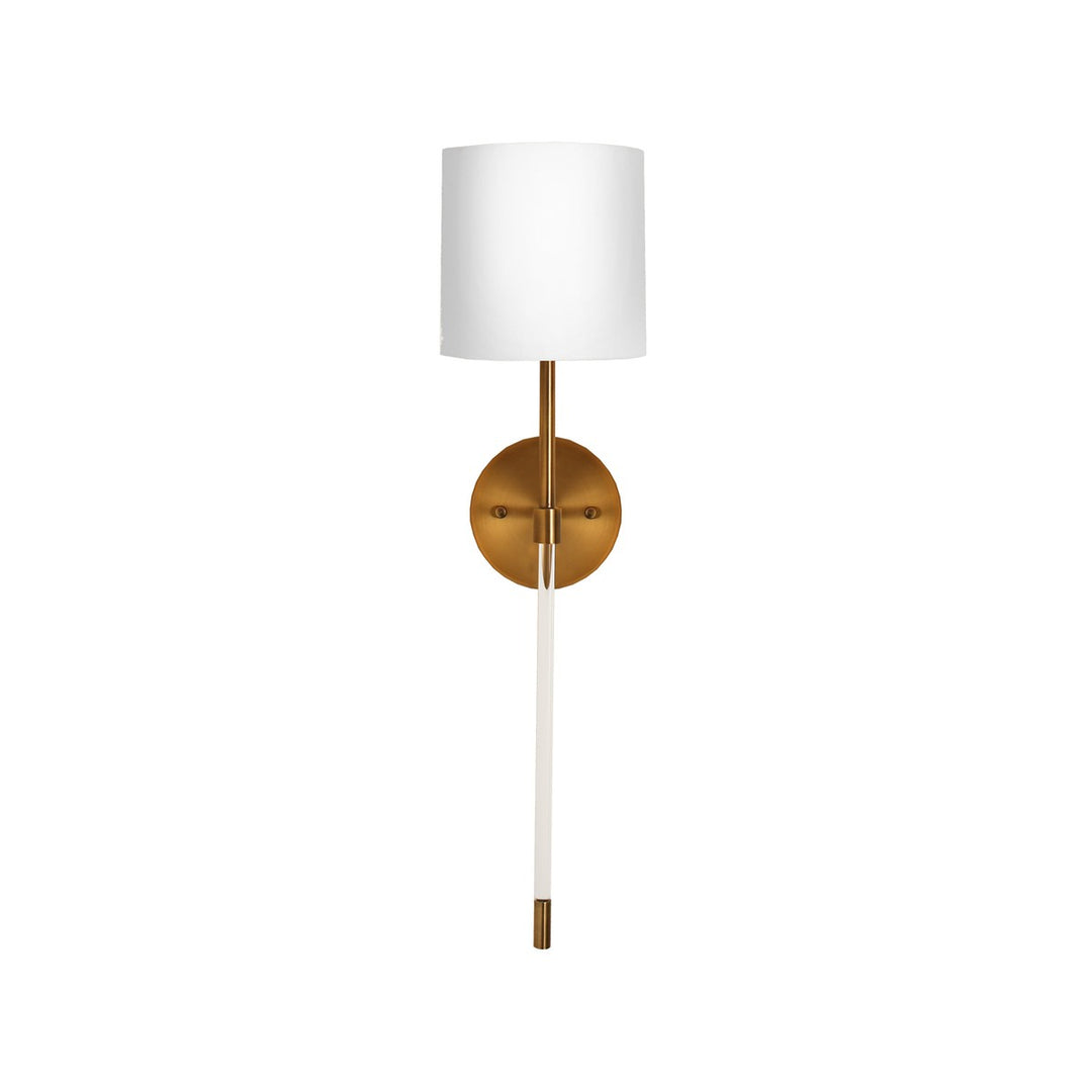 Bristow - Simple Acrylic Sconce With White Linen Shade In Antique Brass