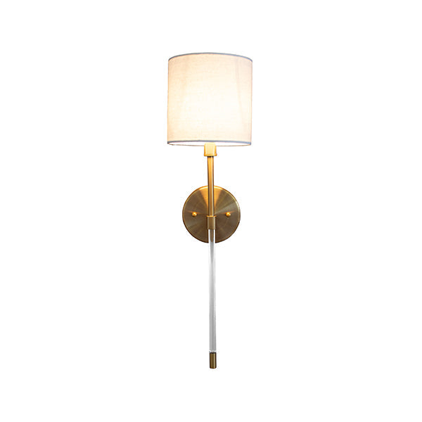 Bristow - Simple Acrylic Sconce With White Linen Shade In Antique Brass