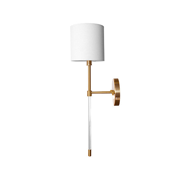 Bristow - Simple Acrylic Sconce With White Linen Shade In Antique Brass