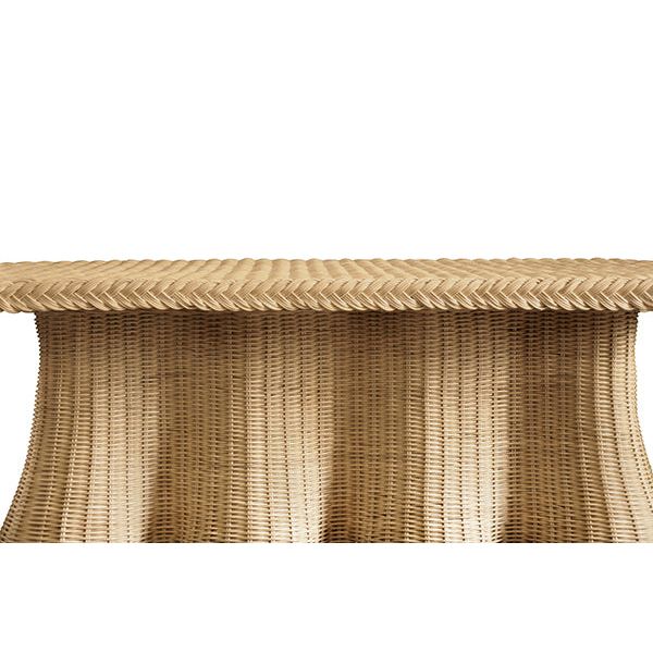 Coffee Tables Rectangular Coffee Table With Braided Edge And Scallopped Skirt In Natural Woven Rattan