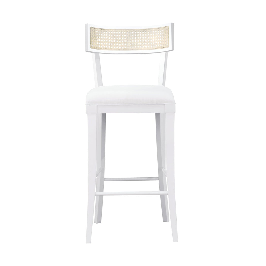 Britta - Klismos Bar Stool With Cane Detail In Matte White Lacquer