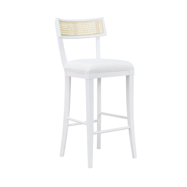 Britta - Klismos Bar Stool With Cane Detail In Matte White Lacquer