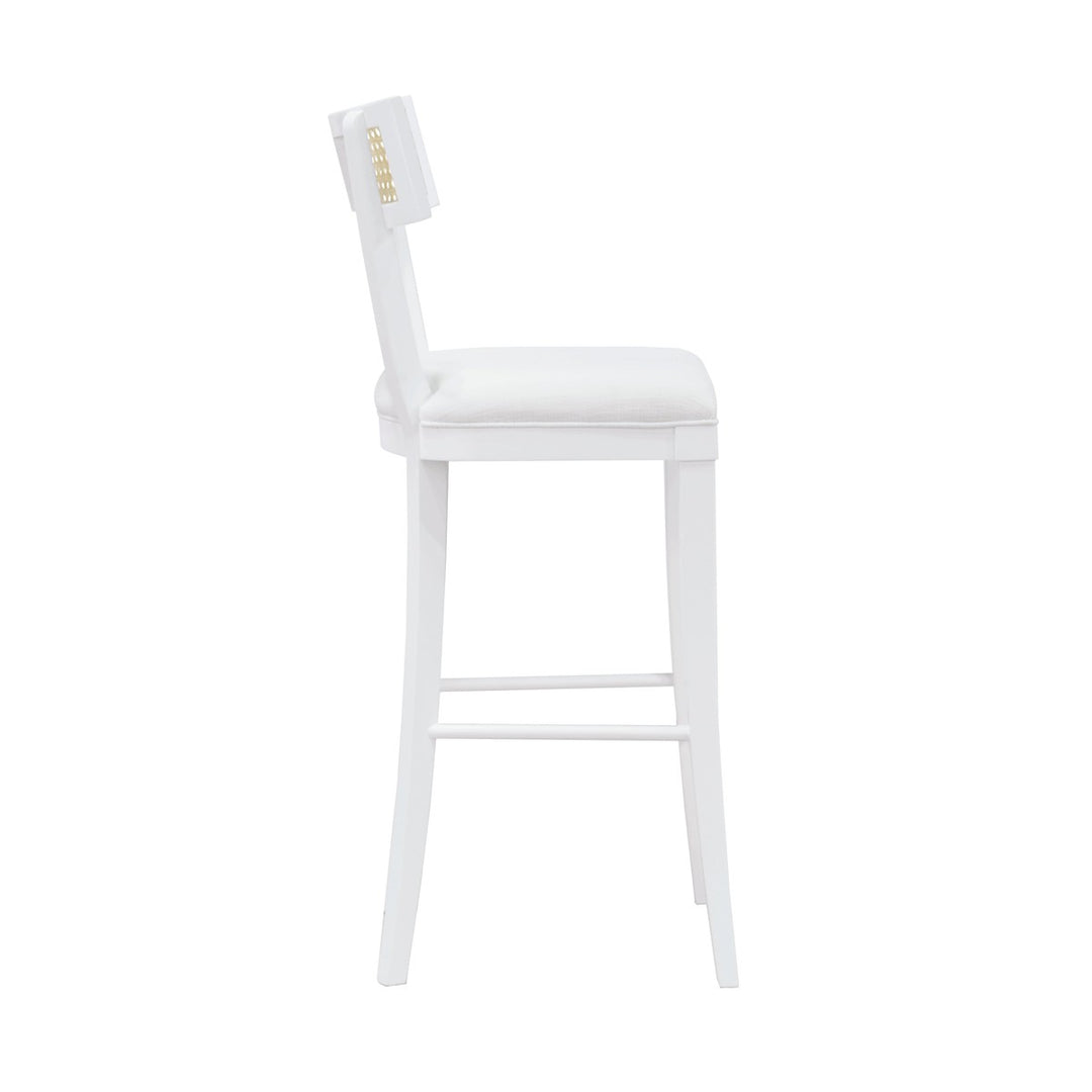 Britta - Klismos Bar Stool With Cane Detail In Matte White Lacquer