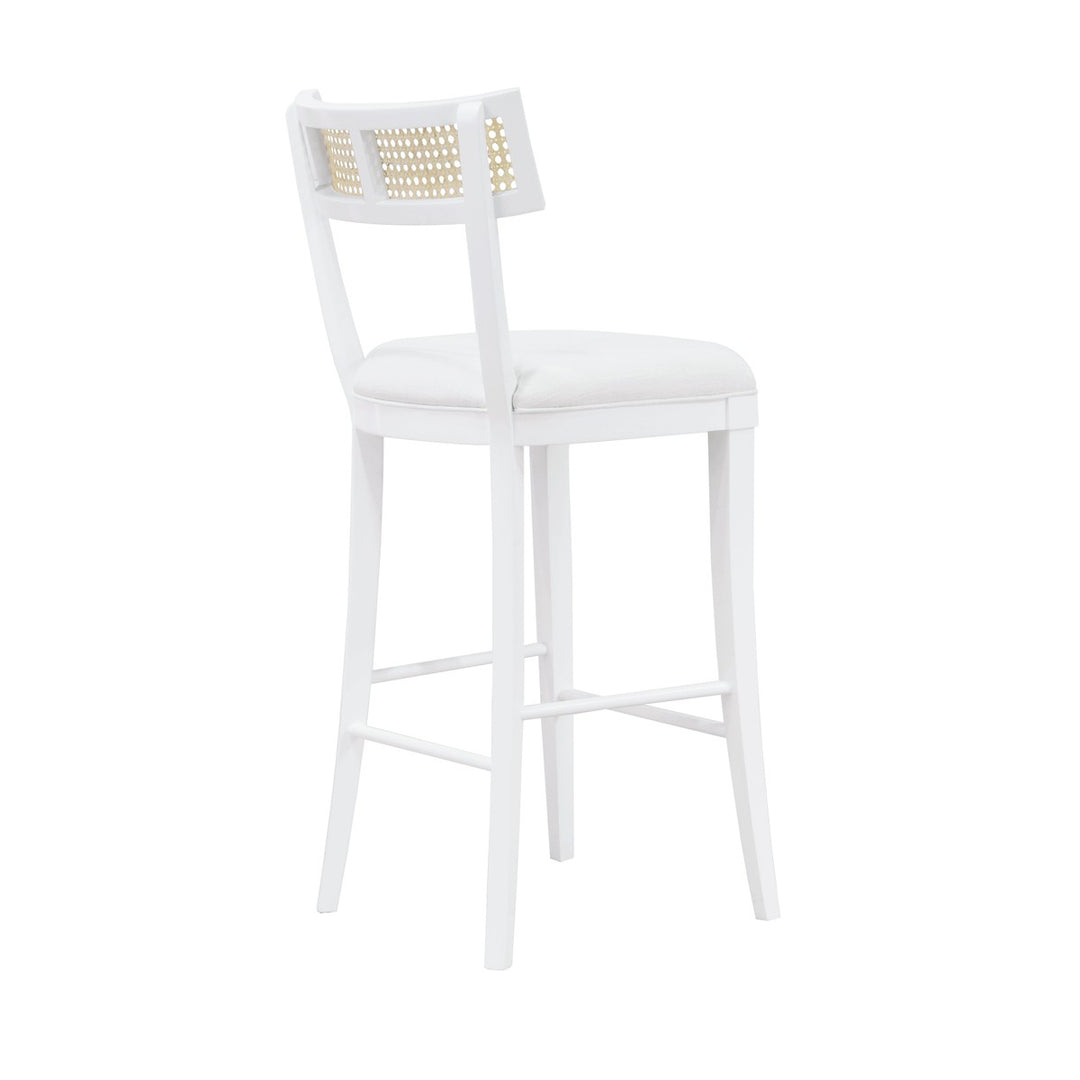 Britta - Klismos Bar Stool With Cane Detail In Matte White Lacquer