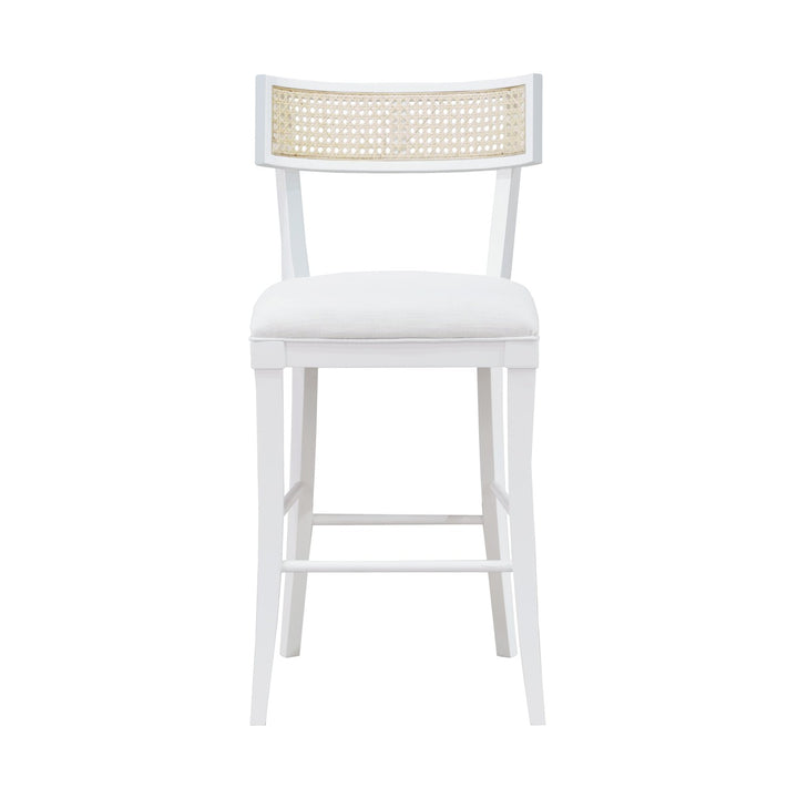 Britta - Klismos Counter Stool With Cane Detail In Matte White Lacquer