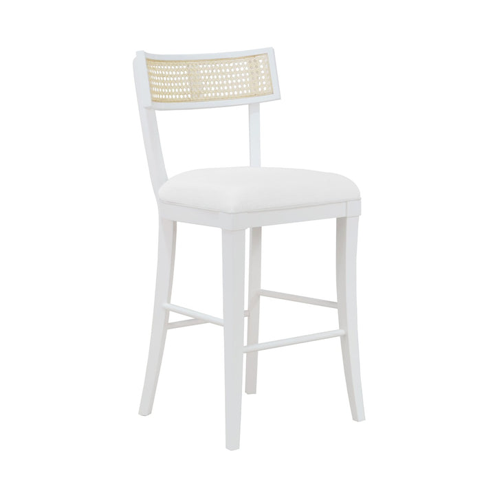 Britta - Klismos Counter Stool With Cane Detail In Matte White Lacquer